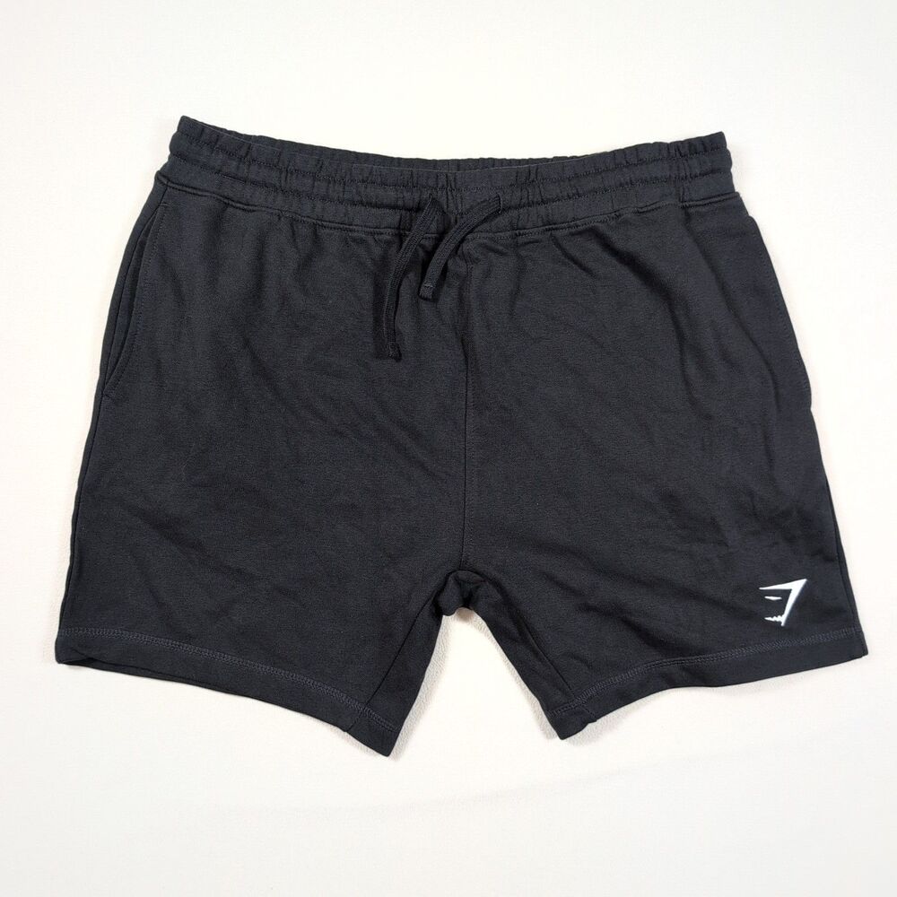 Gymshark Crest Shorts Men’s XXL Black Logo Soft Pockets 6” Inseam Fleece Sweat